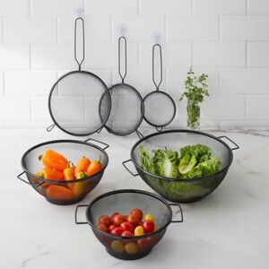 Black 6-pc Strainer and Colander Set stainless steel
